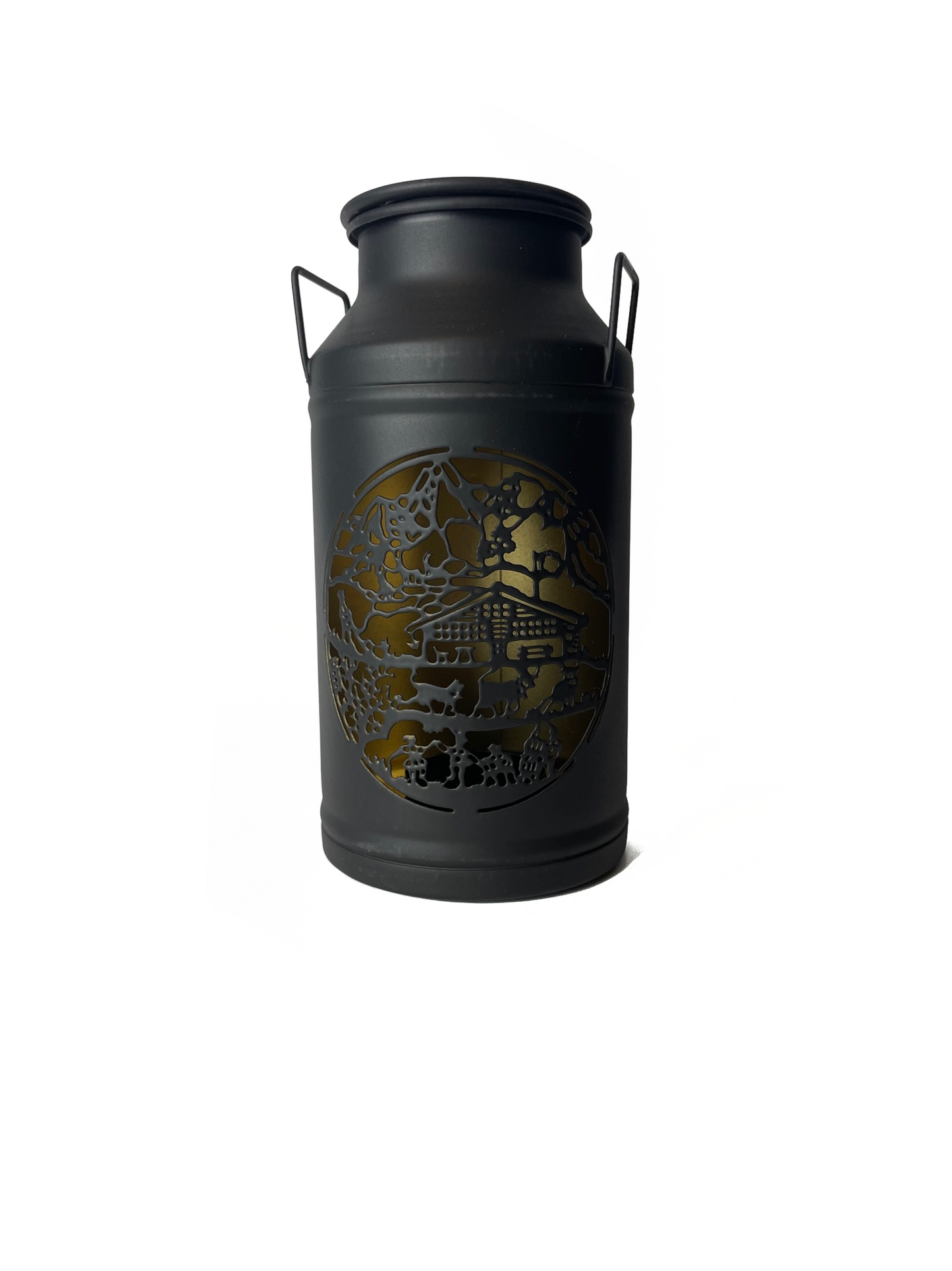 Bidon à lait en métal noir